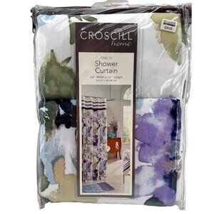 Croscill Shower Curtain Watercolor Floral Purple Green Blue 70” x 72”